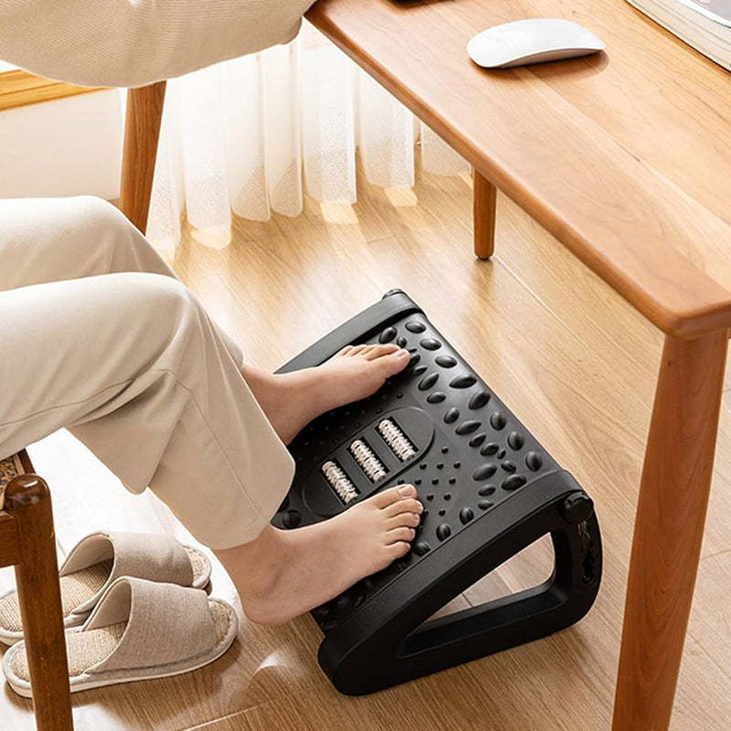 Ergonomic Footrest With Massaging Rollers