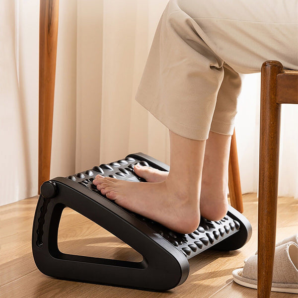 Ergonomic Footrest With Massaging Rollers
